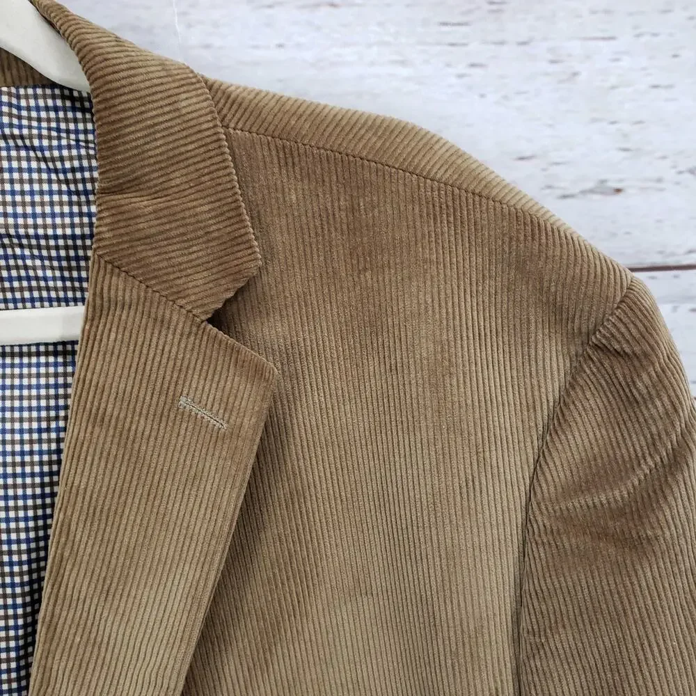 Saddlebred Men's Brown Cotton Corduroy Elbow Patch Sportscoat Size 50R